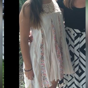 Free people flowy floral and crochet dress